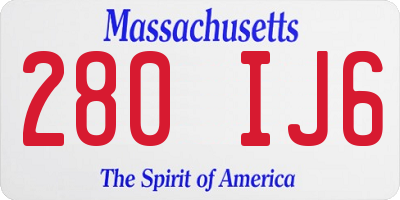 MA license plate 280IJ6