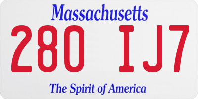 MA license plate 280IJ7
