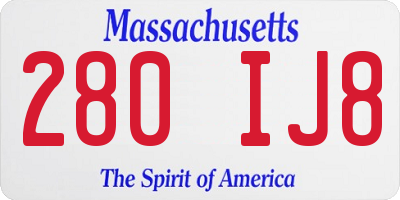 MA license plate 280IJ8