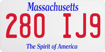 MA license plate 280IJ9