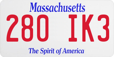 MA license plate 280IK3