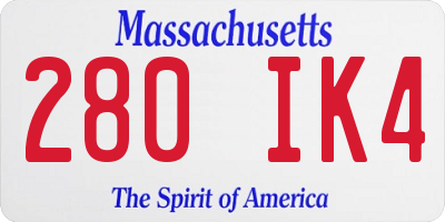 MA license plate 280IK4