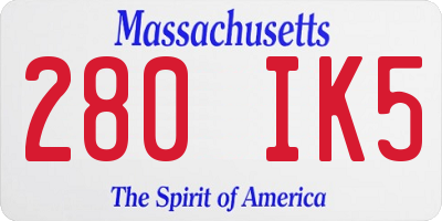 MA license plate 280IK5