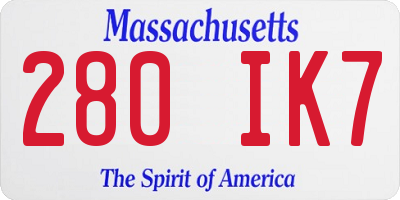 MA license plate 280IK7