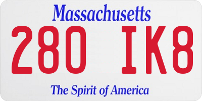 MA license plate 280IK8