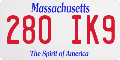 MA license plate 280IK9