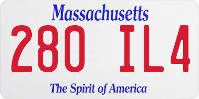 MA license plate 280IL4