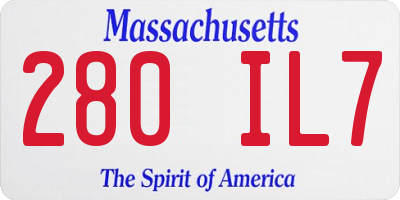 MA license plate 280IL7