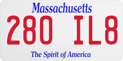 MA license plate 280IL8