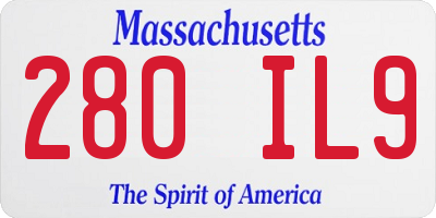 MA license plate 280IL9