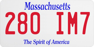 MA license plate 280IM7