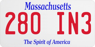 MA license plate 280IN3