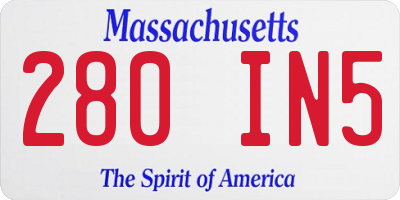 MA license plate 280IN5