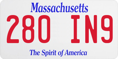 MA license plate 280IN9