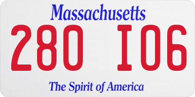 MA license plate 280IO6