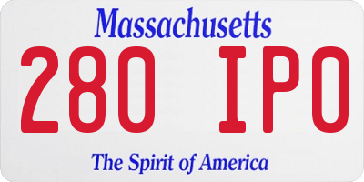 MA license plate 280IP0