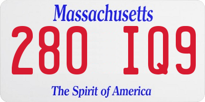 MA license plate 280IQ9