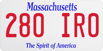 MA license plate 280IR0