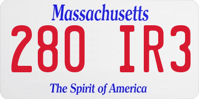 MA license plate 280IR3