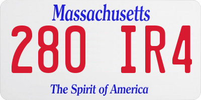MA license plate 280IR4