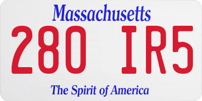 MA license plate 280IR5
