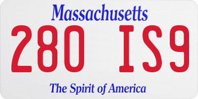 MA license plate 280IS9