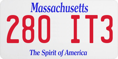 MA license plate 280IT3