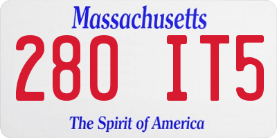 MA license plate 280IT5