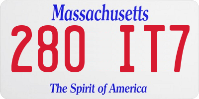 MA license plate 280IT7