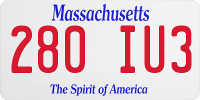 MA license plate 280IU3