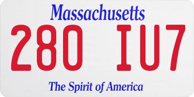 MA license plate 280IU7