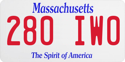 MA license plate 280IW0
