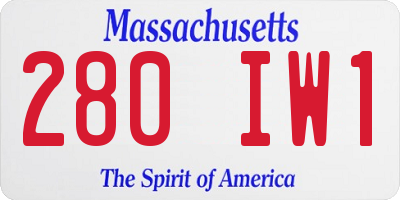 MA license plate 280IW1