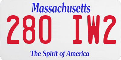 MA license plate 280IW2