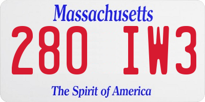 MA license plate 280IW3