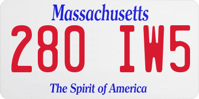 MA license plate 280IW5