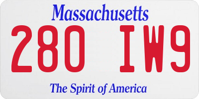 MA license plate 280IW9