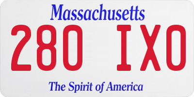 MA license plate 280IX0