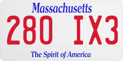 MA license plate 280IX3