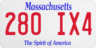 MA license plate 280IX4
