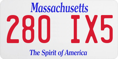 MA license plate 280IX5