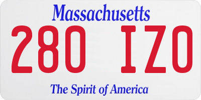 MA license plate 280IZ0