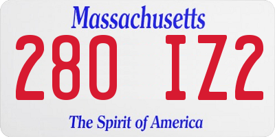 MA license plate 280IZ2
