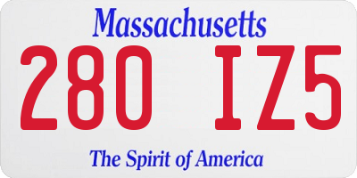 MA license plate 280IZ5