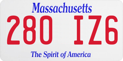 MA license plate 280IZ6