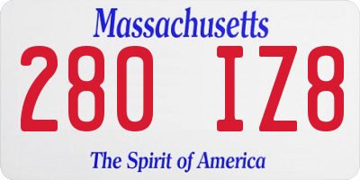 MA license plate 280IZ8