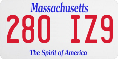 MA license plate 280IZ9
