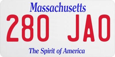 MA license plate 280JA0