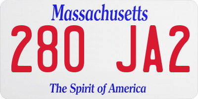 MA license plate 280JA2