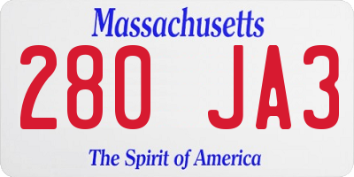 MA license plate 280JA3
